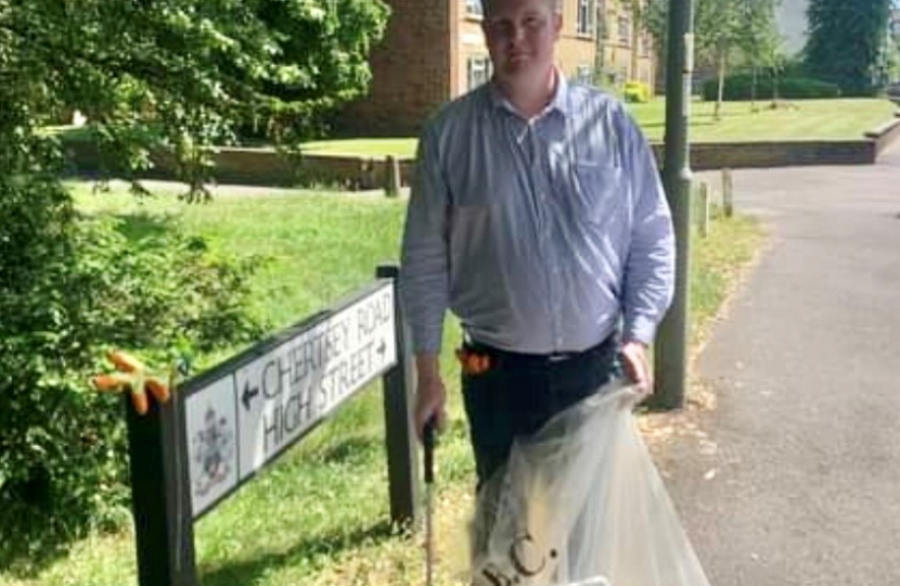 Picking litter in Addlestone