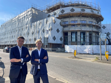 Cllr Tom Gracey and Dr Ben Spencer MP pictured opposite Syward Place