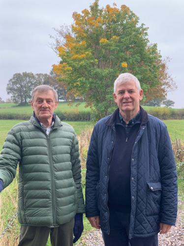 County Councillors Mark Sugden and David Lewis at the Green Belt at Cobham / Oxshott which is once again under threat 